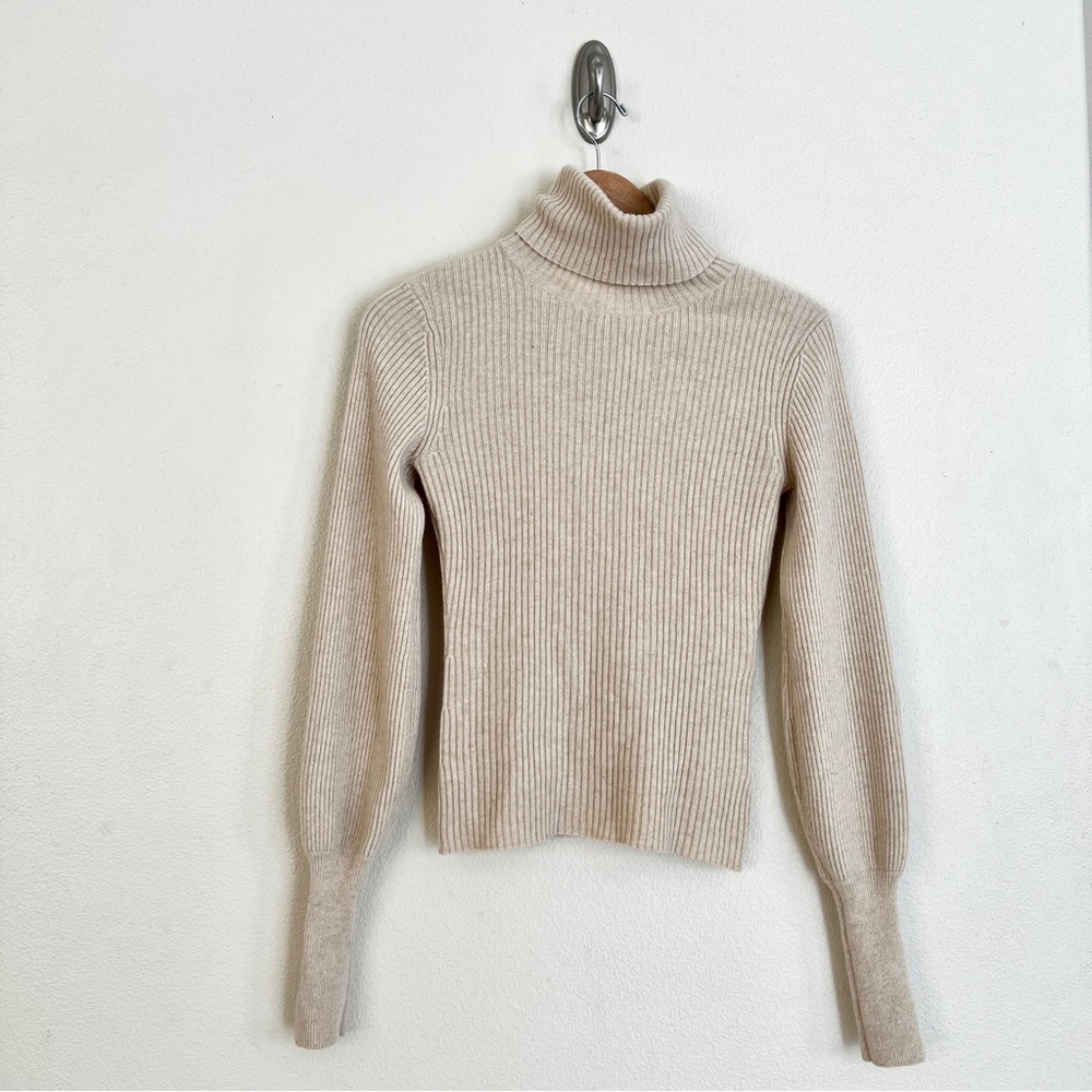 REFORMATION Cashmere Turtleneck Sweater in Sand Beige - Picture 8 of 13